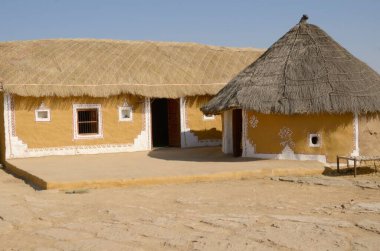 Çatıları sazdan, Jaisalmer, Rajasthan, Hindistan, Asya