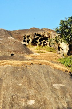 Dağdaki kaya erozyonu, Abu Dağı, Rajasthan, Hindistan, Asya