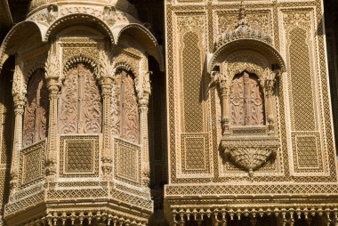 Patwon ki Haveli 'nin Jaisalmer, Rajasthan, Hindistan' daki görüntüsü 