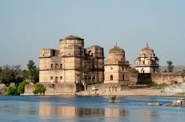 Cenotaphs on bank of betwa river, Orchha, Tikamgarh, Madhya Pradesh, India  clipart