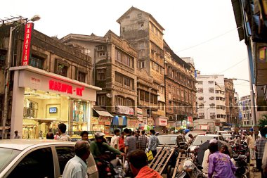 Eski bina, Kalbadevi yolu, Deniz hatları, Bombay Mumbai, Maharashtra, Hindistan 