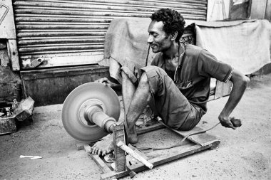 Elle bıçak öğütücü Mumbai Maharashtra Hindistan 1986