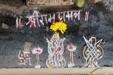 Rangoli; bu bölüm için günlük ritüeller; Pune; Maharashtra; Hindistan