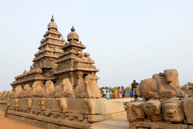 Mahabalipuram 'daki sahil tapınağı; Tamil Nadu; Hindistan