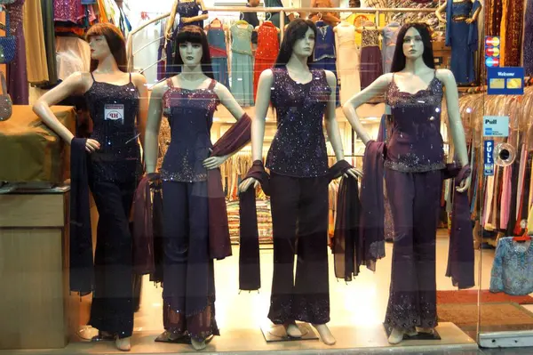 stock image Mannequins displayed at a Garment Shop at Linking Road, Bandra, Mumbai, Maharashtra, India. 