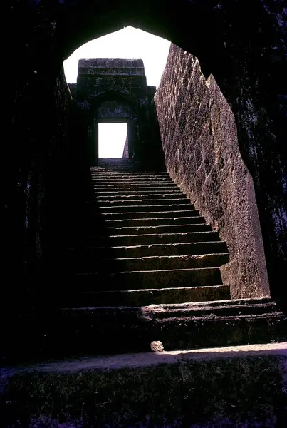 stock image Raigad, Palkhi Darwaja, Door and steps, Mahad, Maharashtra, India 