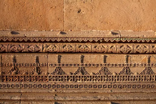 stock image Designs on walls of Adalaj step well built in 1499 AD by Queen Radhabai, Ahmedabad, Gujarat, India 