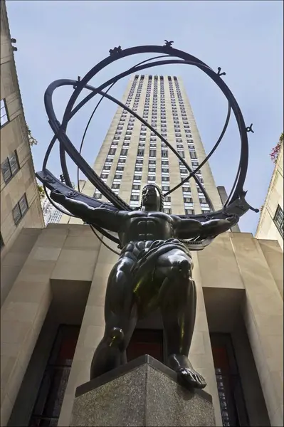 stock image atlas statue, rockefeller centre, new york, usa 