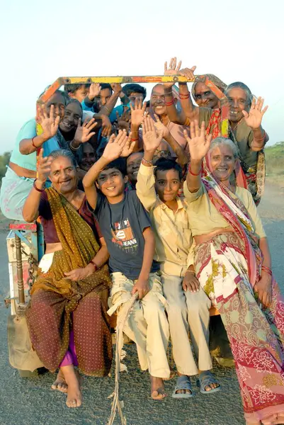 Stock image Women travelling by rickshaw, Amreli, Gujarat, India  