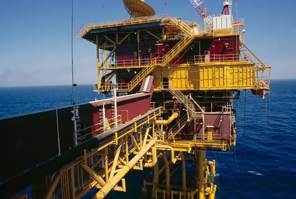 stock image oil rigs in sea, india