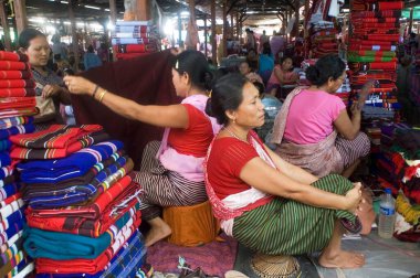 Kadın pazarı, Khwairamband, Imphal, Manipur, Hindistan 