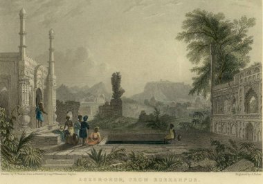 Lithographs Aseerohur Burhanpur, Madhya Pradesh, Hindistan 