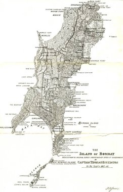 Bombay Haritası, Kaptan 'ın Bombay Adası. Thomas Dickson, yıl 1812 16, Mumbai, Maharashtra, Hindistan 