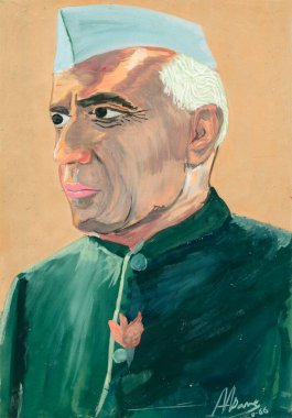 Anil A Dave 1966 'dan Jawahar lal Nehru' nun resmi, Kalyan, Maharashtra, Hindistan 