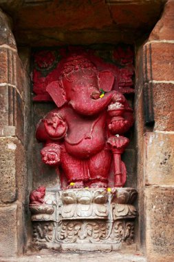 Ganpati heykeli Brahmeshwar tapınağında, Bhubaneswar, Orissa, Hindistan 