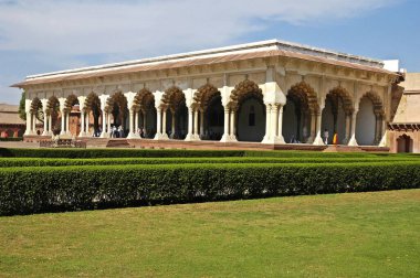 Old historical monument Agra Uttar Pradesh India ancient arches blue sky clouds Color famous greenery Horizontal India  landmark lawn morning North old architecture Outdoor pattern Places scenic tourist attraction Uttar Pradesh Uttarpradesh  clipart