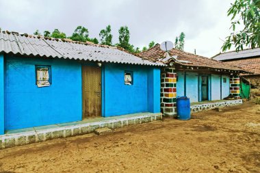 Köy evleri, Purushwadi, Ahmednagar, Maharashtra, Hindistan, Asya 
