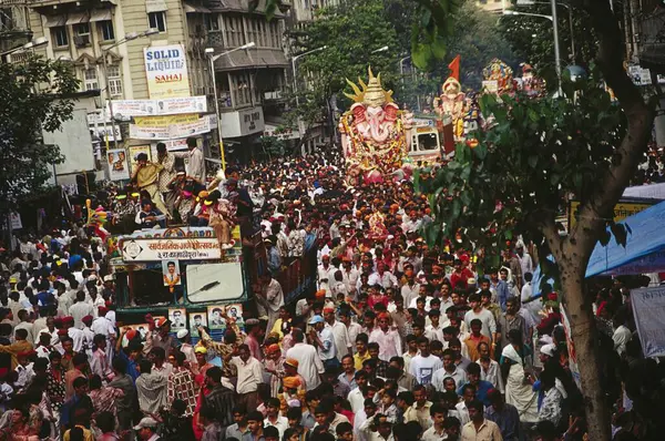 stock image idol of lord ganesh (elephant headed god)  ;  Ganesh ganpati Festival ; mumbai bombay ; maharashtra ; india