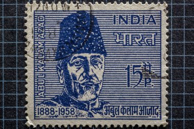 Abul kalam azad, postage stamps, india, asia  clipart