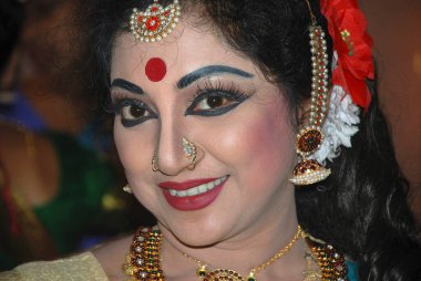 Portrait of bharatnatyam dancer, Calcutta Kolkata, West Bengal, India   clipart