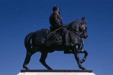 Moti Mogri 'deki Maharana Pratap Heykeli, Udaipur, Rajasthan, Hindistan, Asya 