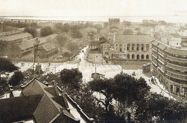 Eski kartpostal; St Xavier okulundan görüntü; Bombay Mumbai; Maharashtra; Hindistan