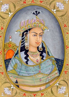 Mughul Kraliçesi Mehrunissa Hindistan 'ın Minyatür Resimleri