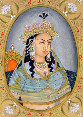 Miniature Painting of Mughul Queen Mehrunissa India Asia clipart
