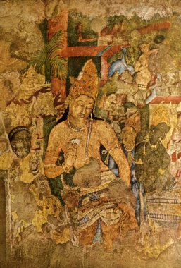 bodhisatva padampani; Ajanta Mağaraları; Aurangabad; Maharashtra; Hindistan