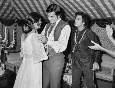 Hintli, Bollywood oyuncusu, Vinod Khanna, Neetu Singh ve Jagdeep, Hindistan, Asya 