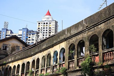 Old Haji Esmil building chawl mass urban housing ; Bandu Gokhale Road ; Cow Lane ; Girgaon ; Charni Road ; Bombay Mumbai ; Maharashtra ; India clipart