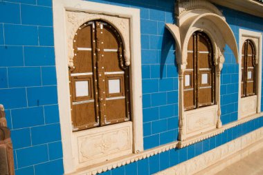 Traditional arched windows at the Junagarh fort at Bikaner ; Rajasthan ; India clipart