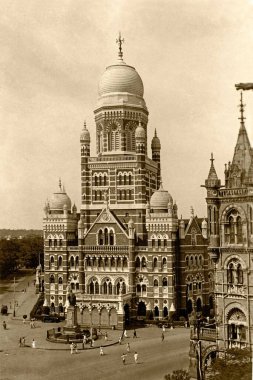 Eski 1900 'lerin Bombay Belediye Binası, Mumbai, Maharashtra, Hindistan, Asya