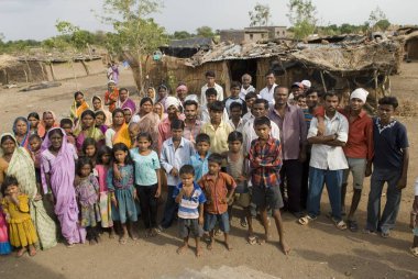 Bir grup köylü, Marathwada, Maharashtra, Hindistan 