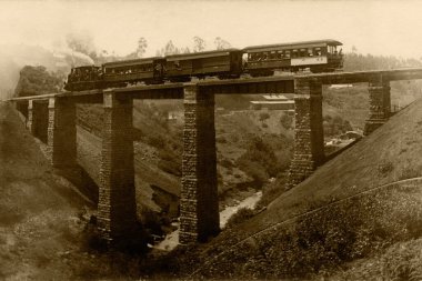 Wellington Köprüsü 'nde Tren, Ooty, Tamil Nadu, Hindistan 