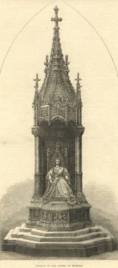 Bombay 'daki kraliçe heykeli Mumbai, Maharashtra, Hindistan, 8 Haziran 1872 