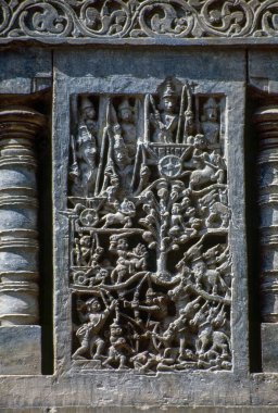 Mahabharata Battle scene relief on wall, Chennakesava temple, karnataka, India, Asia  clipart