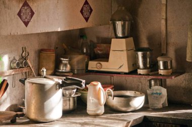 Lanja Köyü 'nün mutfağı Rattnagiri Maharashtra Hindistan Asya