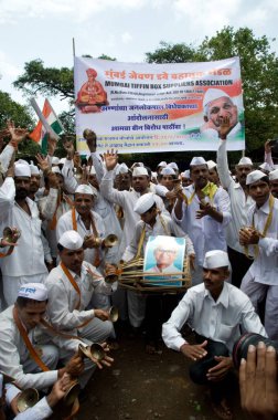 Jan lokpal Bill için Anna Hazare destekçileri Yolsuzlukla Mücadele aktivisti Mumbai Maharashtra Hindistan Asya 