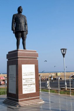 Statue of netaji subhash chandra bose at marina beach, Chennai, Tamil nadu, India  clipart