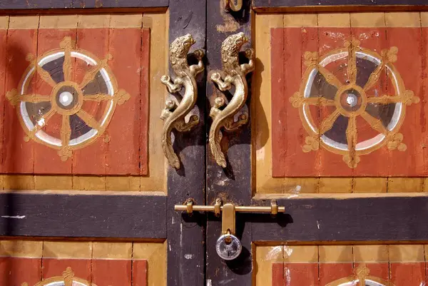 stock image Decorative entrance of Bank of Bhutan Thimpu Br at Capital city Thimpu Royal Govt of Bhutan 