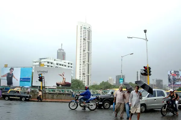 stock image Heavy rain on road, Monsoon, Bombay now Mumbai, Maharashtra, India 