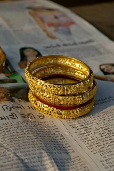 Gold plated brass bangles ; Rajkot ; Gujarat ; India