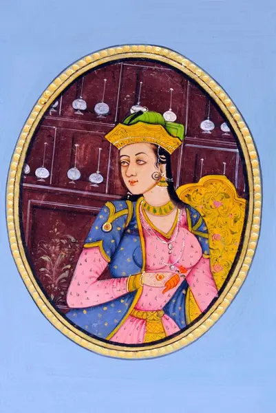 stock image Miniature Painting of Queen Mumtaz Mahal India Asia