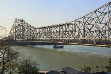 Hooghly Nehri 'ndeki Howrah Köprüsü, Batı Bengal, Hindistan, Asya