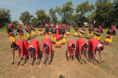 Mudia kabile dansçıları, jagdalpur, chhattisgarh, Hindistan, Asya 