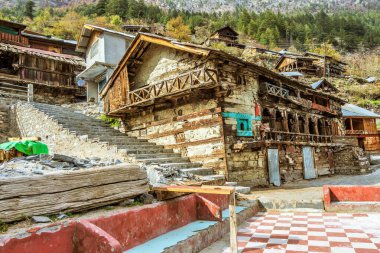 Mukhba köyü, Harsil, Uttarakhand, Hindistan, Asya