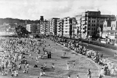 Chowpatty Mumbai maharashtra Hindistan 'ın eski klasik fotoğrafı. 
