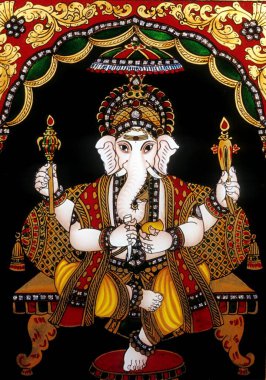 Tanjore 'daki Lord Ganesh tablosu, Tamil Nadu Hindistan' da.