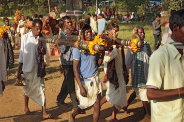 Yerel geçit töreni Basar Sarayı 'na, dussehra festivaline, Jagdalpur' a, chhattisgarh 'a, Hindistan' a, Asya 'ya 